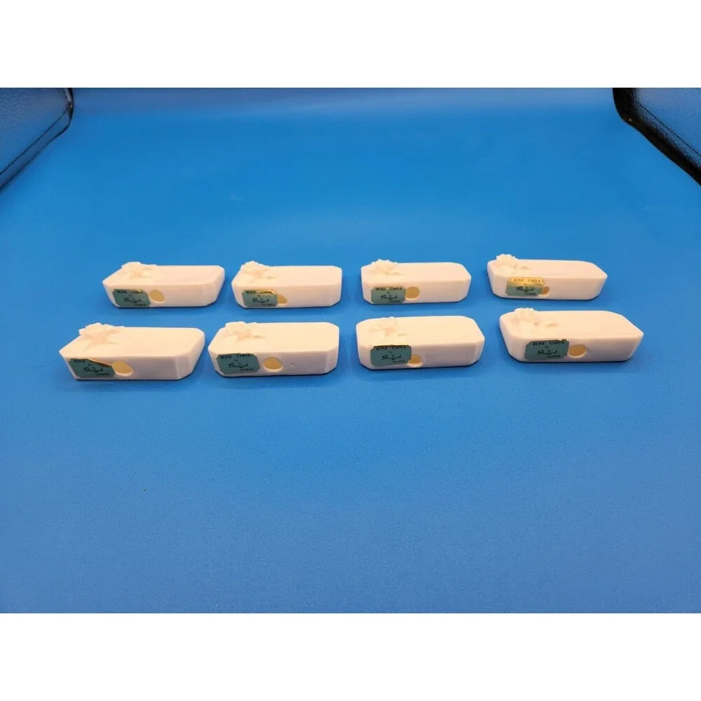 Vintage 1960s-1970s Shafford Taiwan Bone China Rose Place Card Holders, Set of 8